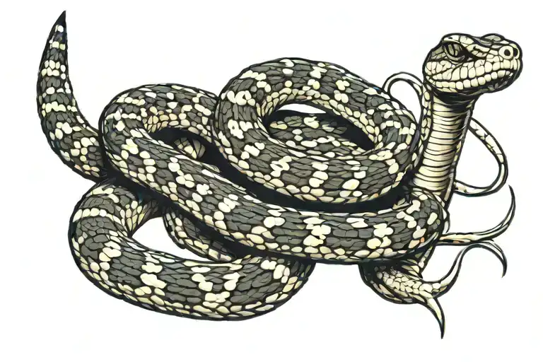 rattle snake intertwined on M4 rifle tattoo design idea