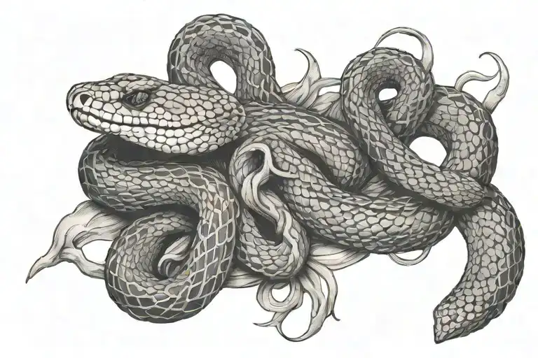 rattle snake intertwined on normal AR 15 rifle tattoo design idea