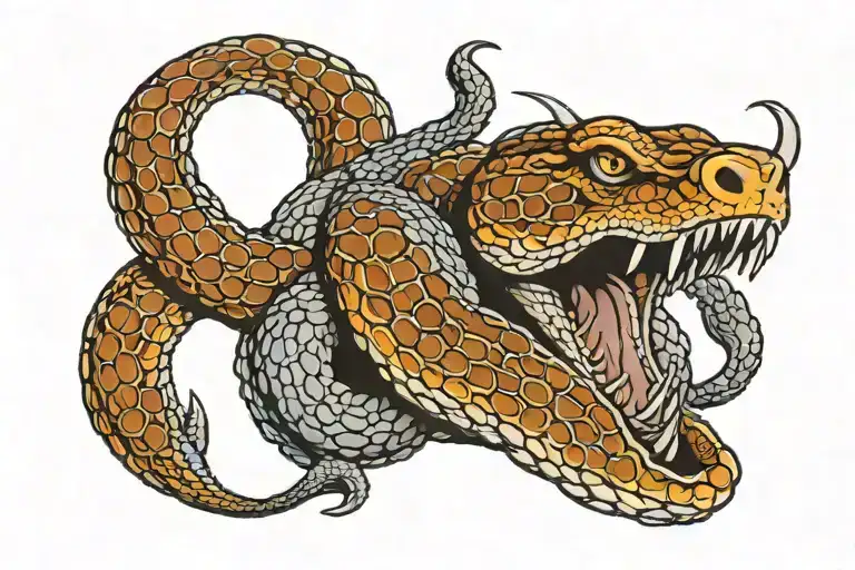 rattle snake intertwined rifle tattoo design idea