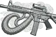 rattled snake wrappped around AR 15 rifle tattoo design idea