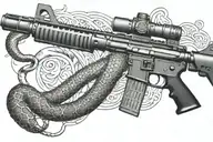rattled snake wrappped around AR 15 rifle tattoo design idea
