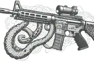 rattled snake wrappped around AR 15 rifle tattoo design idea