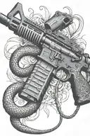 rattled snake wrappped around AR 15 rifle tattoo design idea