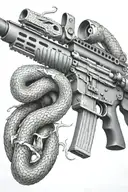 rattled snake wrappped around AR 15 rifle tattoo design idea