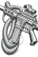 rattled snake wrappped around AR 15 rifle tattoo design idea