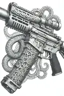 rattled snake wrappped around AR 15 rifle tattoo design idea