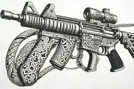 rattled snake wrappped around AR 15 rifle tattoo design idea
