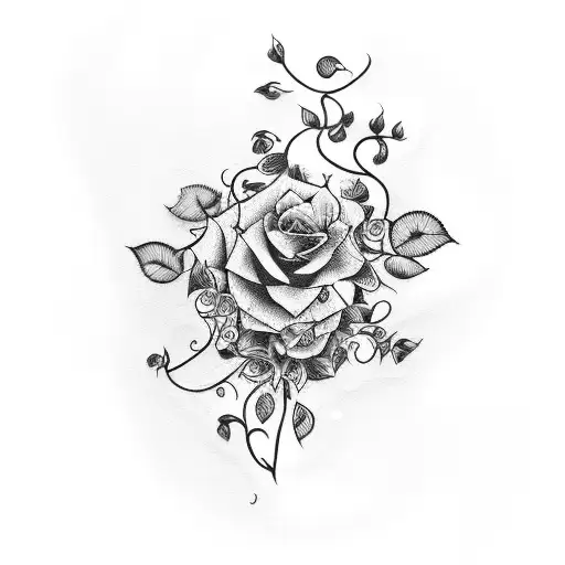 street sign with vines and roses tattoo design idea