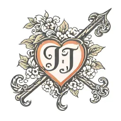 Initials J + T with a heart around it    tattoo design idea