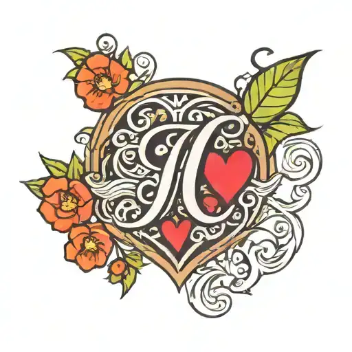 Initials J + C with a heart around it  tattoo design idea
