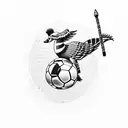 Demarai Gray as a Goose by a corner flag holding a soccer ball Tattoo tattoo design idea