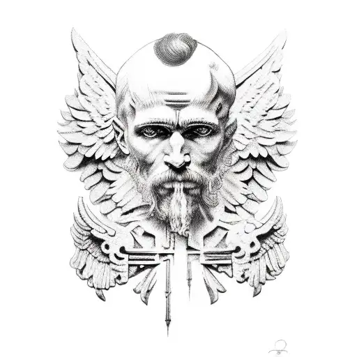 Fallen Angel, greek architect and van gogh art tattoo design idea