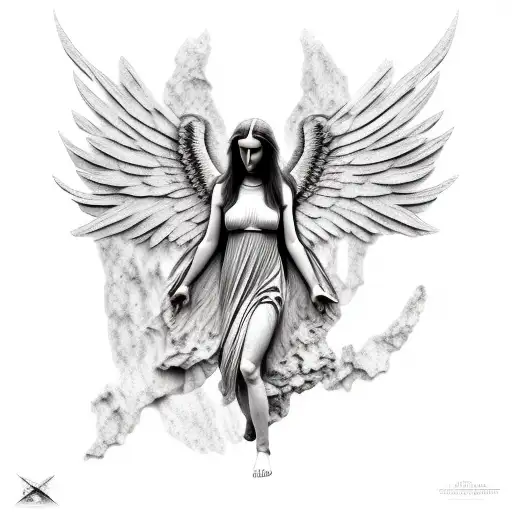 Fallen Angel, greek architect, sad, goddess  tattoo design idea