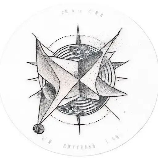 Thin circle line with coordinates tattoo design idea