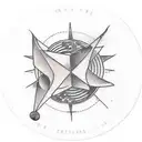 Thin circle line with coordinates tattoo design idea