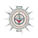 Thin circle line with coordinates tattoo design idea