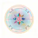 Thin circle line with coordinates tattoo design idea