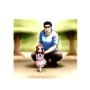 dad and daughter  tattoo design idea