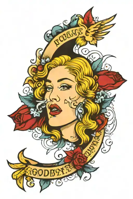 the power of goodbye madonna  tattoo design idea