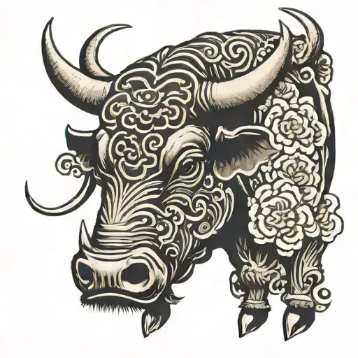 Japanese ox  tattoo design idea