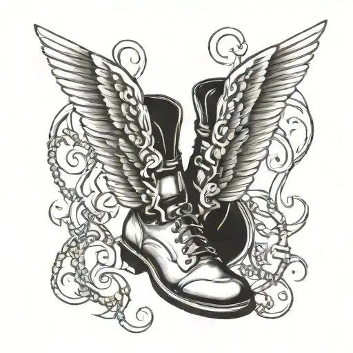wings on ankles like shackles tattoo design idea
