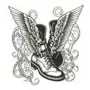 wings on ankles like shackles tattoo design idea