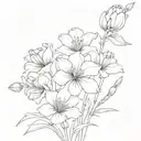 delphinium flower, gladiolus flower, poppy flower, chrysanthemum flower bouquet tattoo design idea