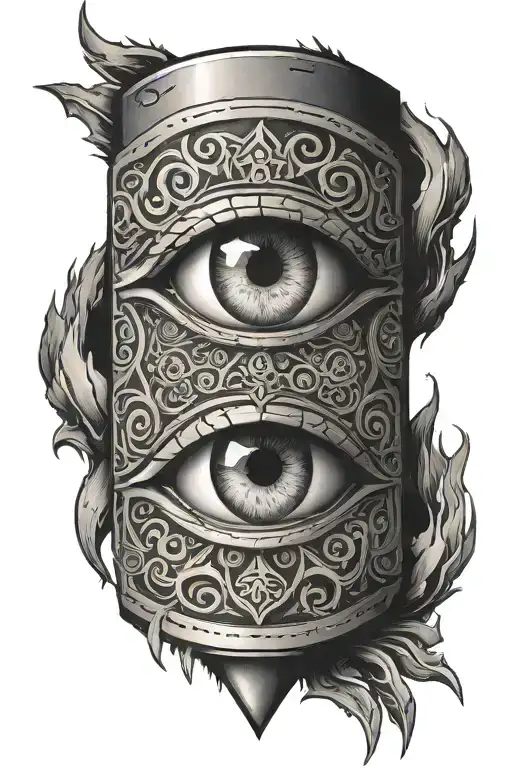 A flashlight with an eye inside representing perception tattoo design idea