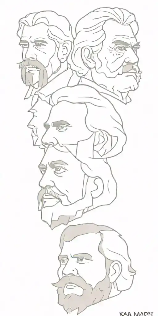 Karl Marx, Friedrich Engels and Che Guevara tattoo design idea