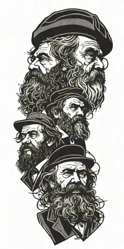 Karl Marx and Friedrich Engels connected Our lives tattoo design idea