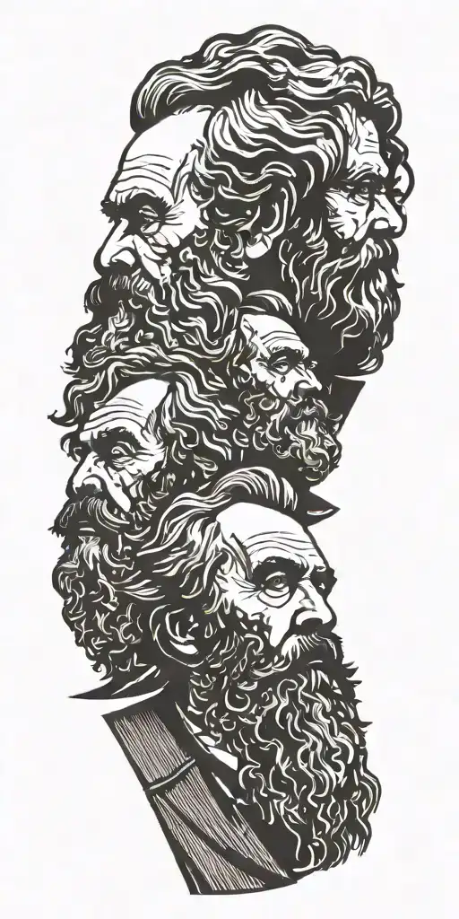 Karl Marx, Friedrich Engels connected Our lives tattoo design idea