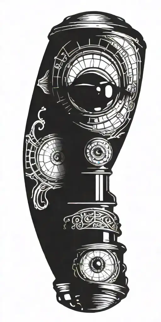 A flashlight with an eye inside representing perception tattoo design idea