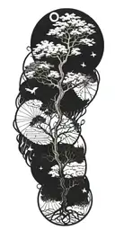 A tattoo design combining elements of philosophy and nature philosophy, such as a tree of knowledge intertwined with philosophical symbols tattoo design idea