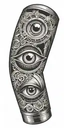 A flashlight with an eye inside representing perception tattoo design idea