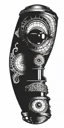 A flashlight with an eye inside representing perception tattoo design idea