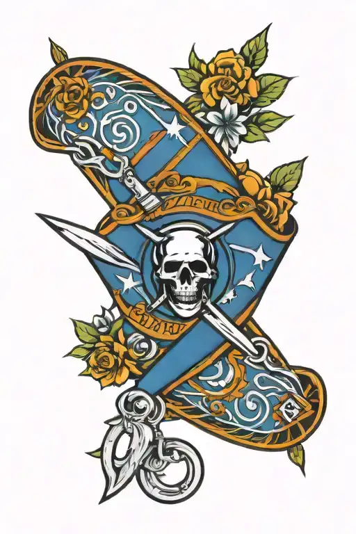 Oklahoma State flag with scissor tail wrapped tattoo design idea