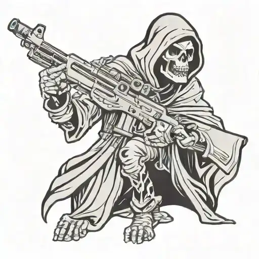 sniper grim reaper holding rifle tattoo design idea