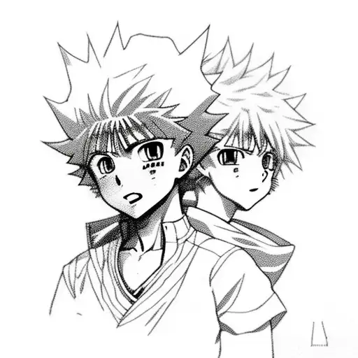 killua from Hunter X Hunter and Zenitsu from Kimetsu no yaiba tattoo design idea