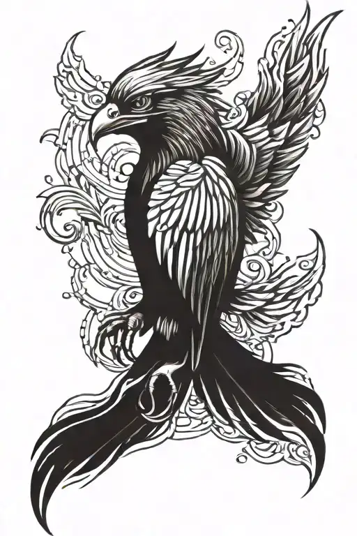 pheonix with a brick backround tattoo design idea