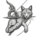 an archery bow with delicate paws trailing alongside the handle tattoo design idea