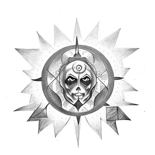 gothic sun tattoo design idea