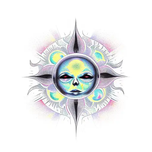 psychedelic sun tattoo