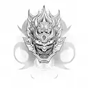 Hannya mask tattoo design idea