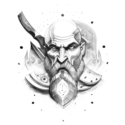 god of war, knife, Hammer, Zeus  tattoo design idea