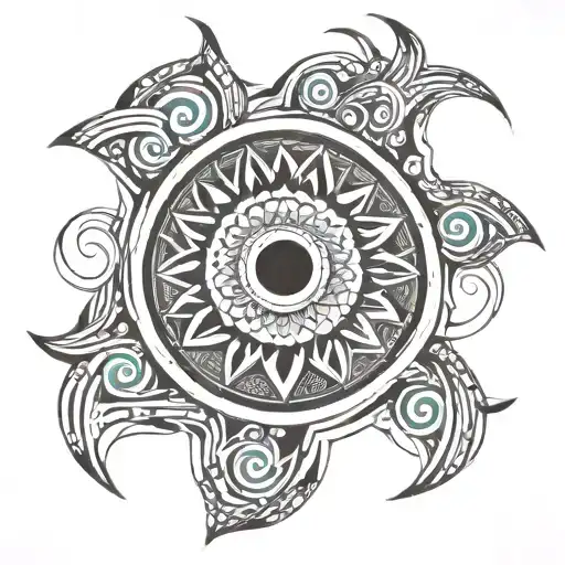 black hole spiral mandala design incorporating elements tattoo design idea