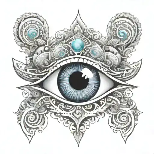 fractal mandala eye inside tattoo design idea