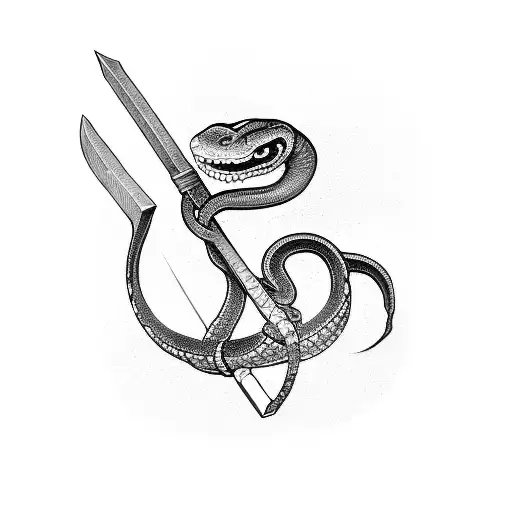 snake and sword tattoo design idea