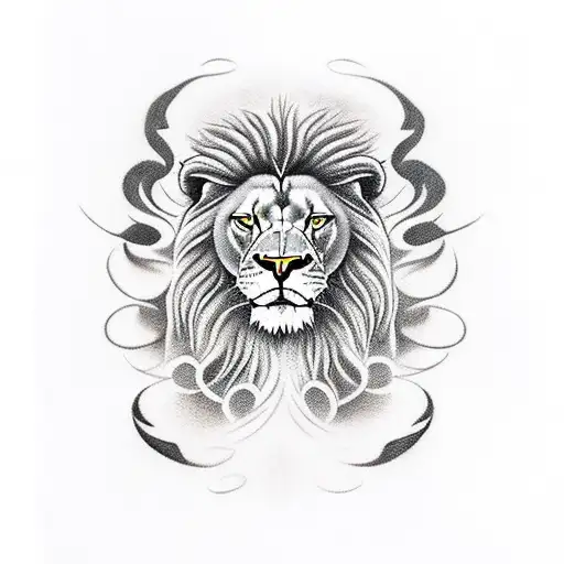 warrior with four faces, one of a lion, another of an eagle, another of an ox and another of a human being tattoo design idea