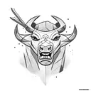 charging bull with spears on his back, sideways tattoo design idea