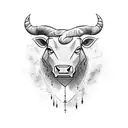 charging bull with spears on his back, sideways tattoo design idea